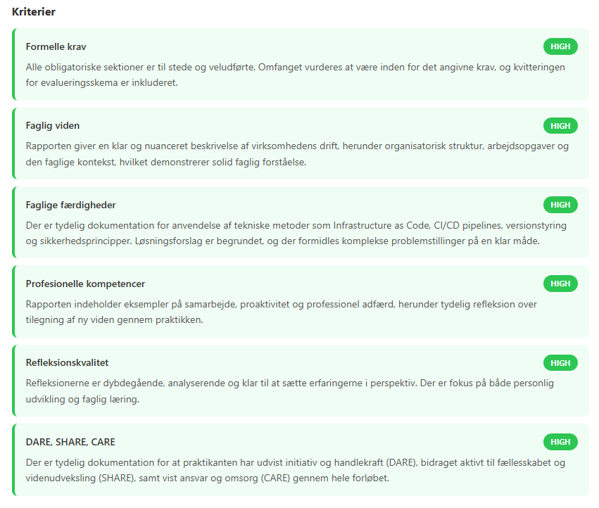 AI Vurderings-Tool eksempelsvar